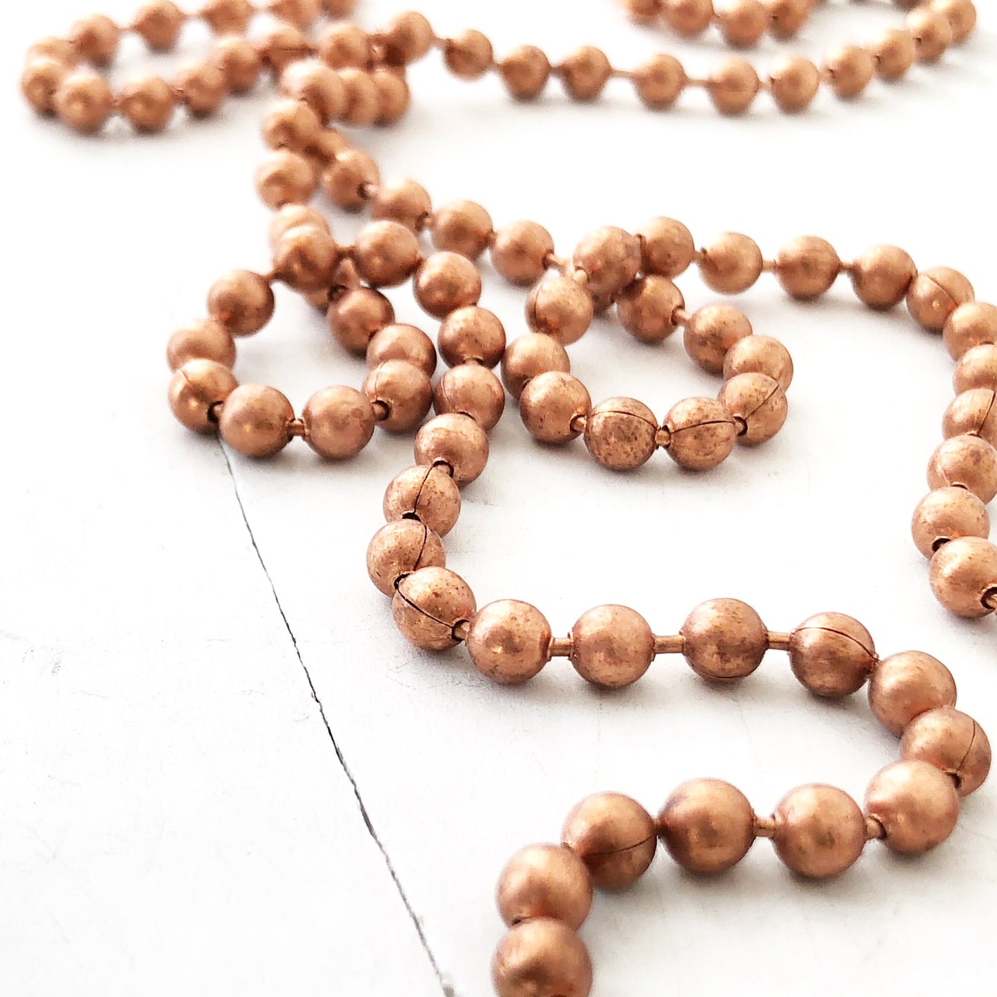 4.5mm Solid Copper Ball Chain Necklace with End Connector – Custom Length