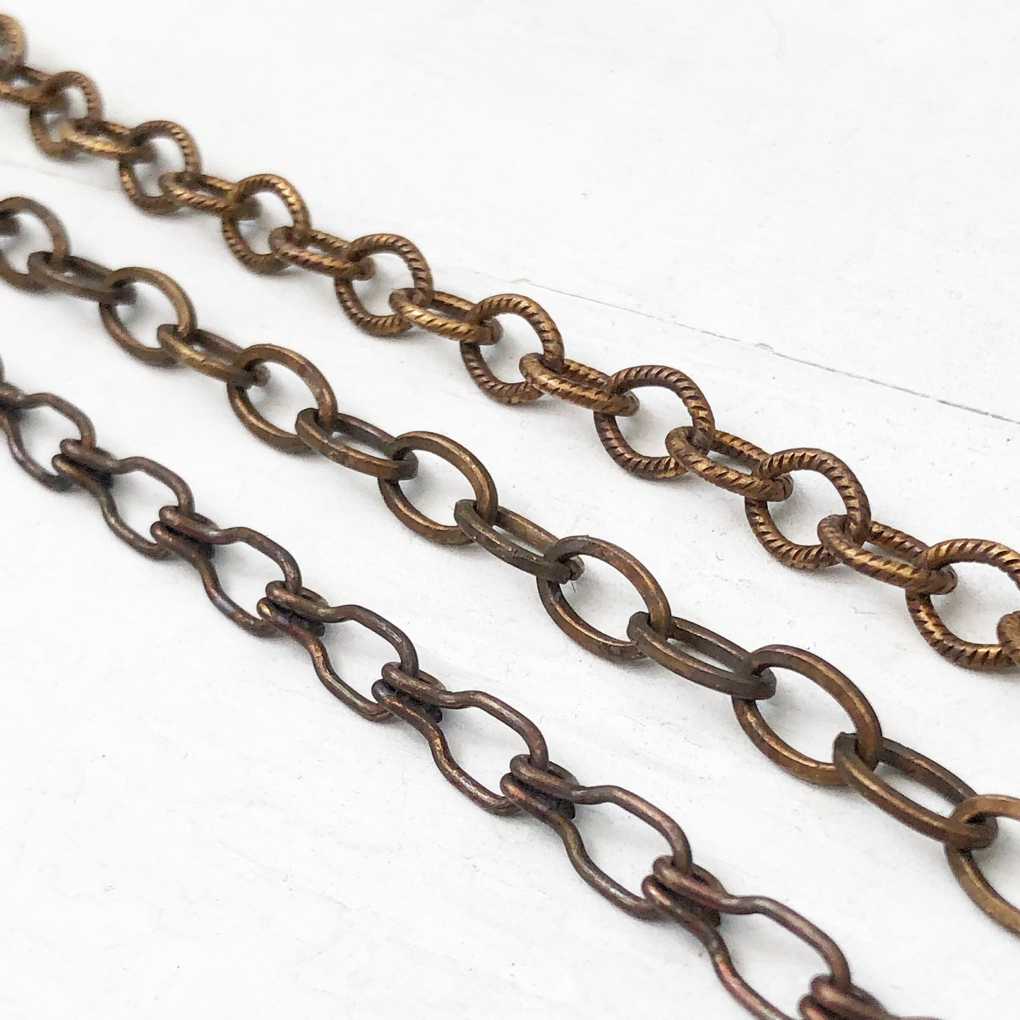 Antiqued Solid Brass Necklace Chain – Adjustable Custom Cable Style with Artisan Clasp