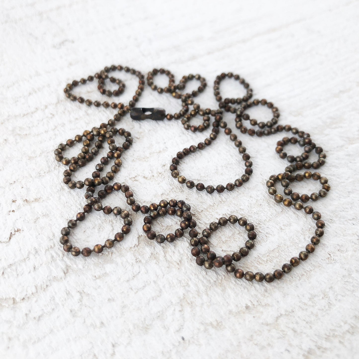 Solid Brass Ball Chain 1.8mm with Connector, Aged Finish, Custom Necklace Length