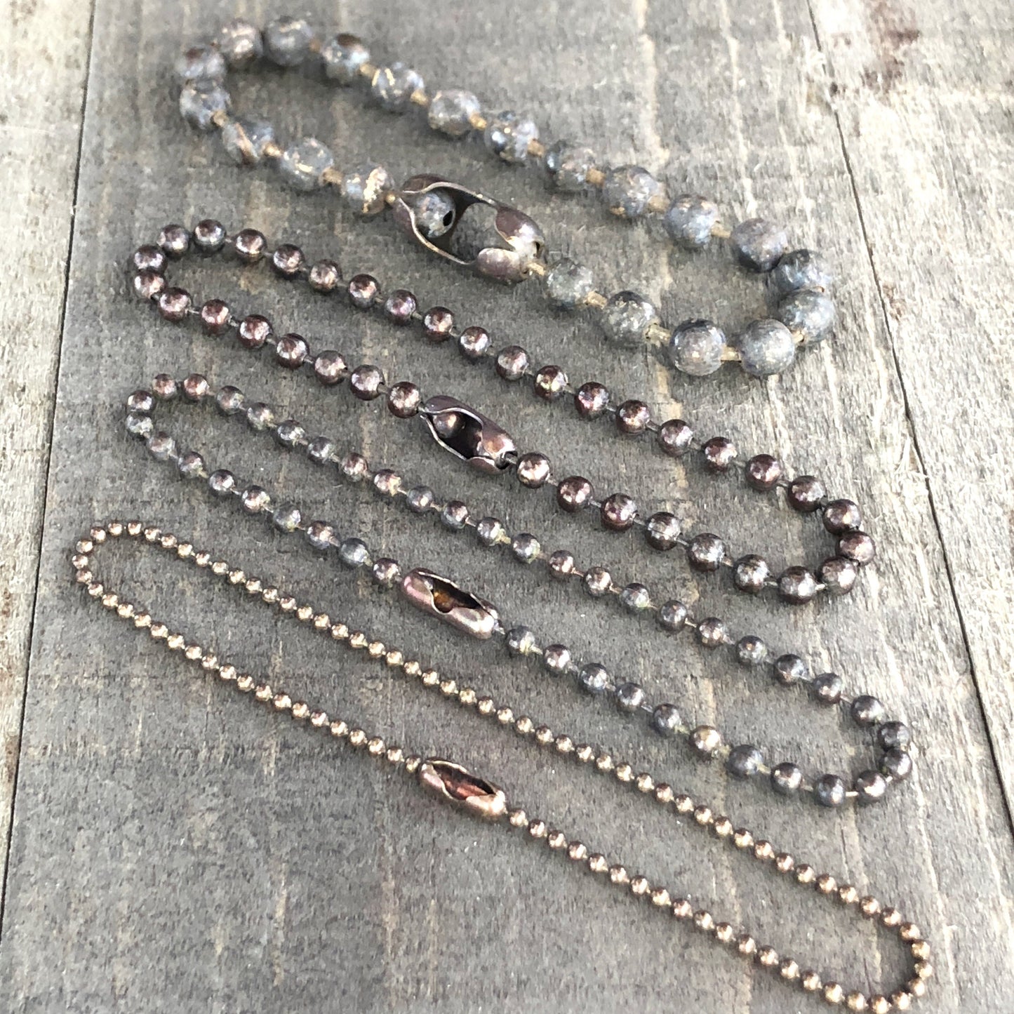Antiqued Brass Ball Chain Bracelet – Custom Patina Beaded Chain with Connector