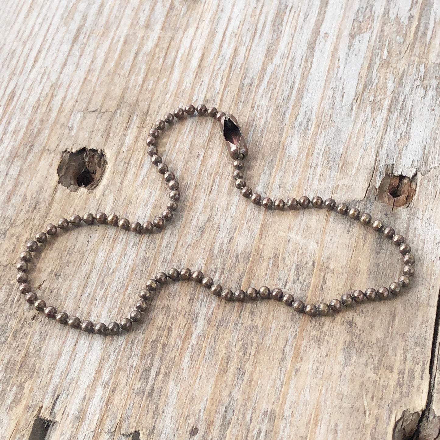 Antiqued Brass Ball Chain Bracelet – Custom Patina Beaded Chain with Connector