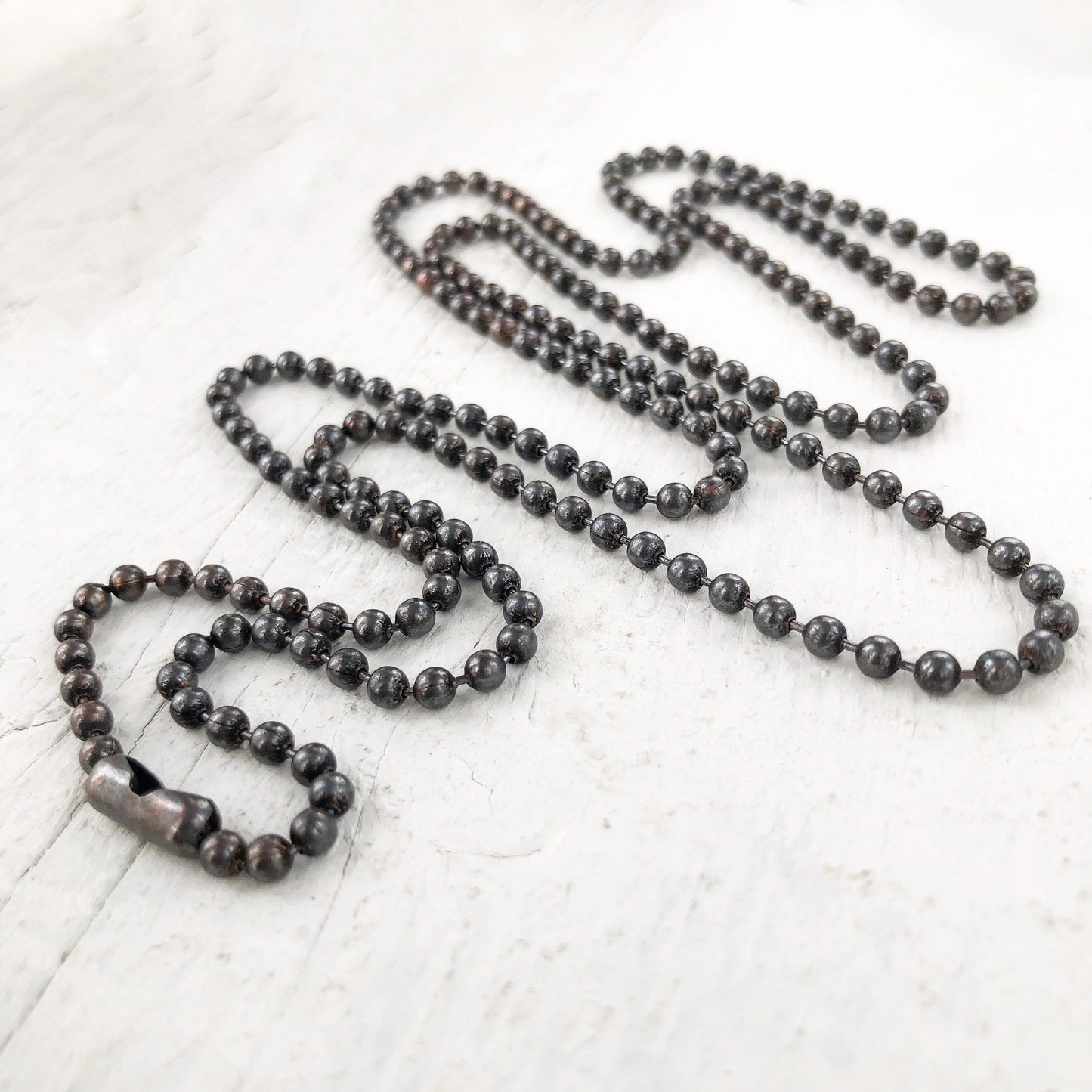 3.2mm Oxidized Copper Ball Chain Necklace – Solid Copper, Hand Antiqued, Custom Length