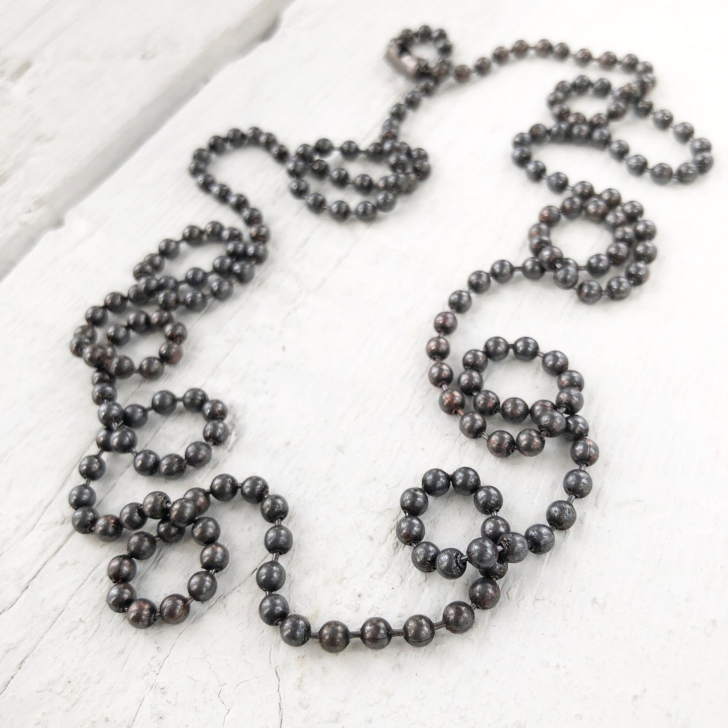 3.2mm Oxidized Copper Ball Chain Necklace – Solid Copper, Hand Antiqued, Custom Length