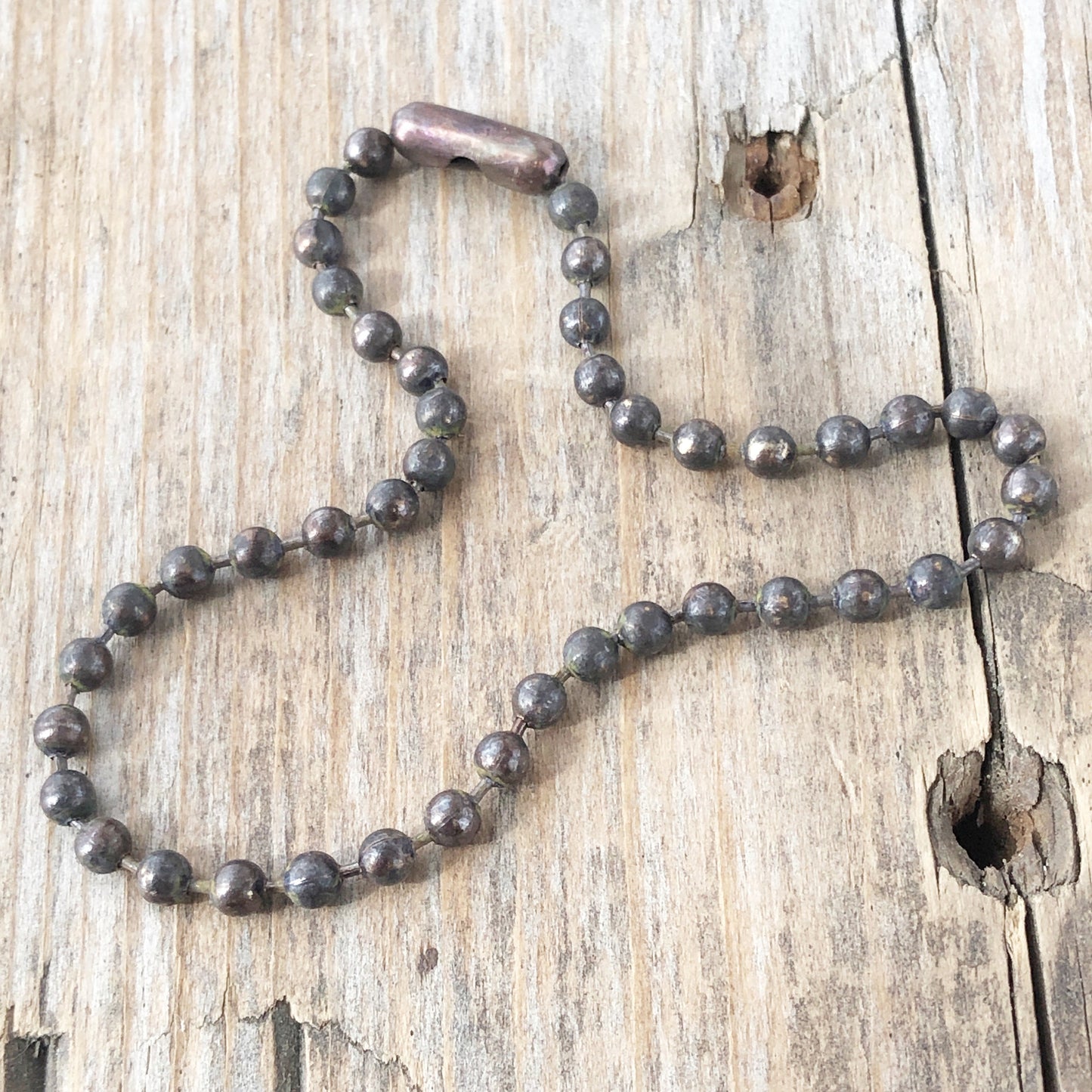 Antiqued Brass Ball Chain Bracelet – Custom Patina Beaded Chain with Connector
