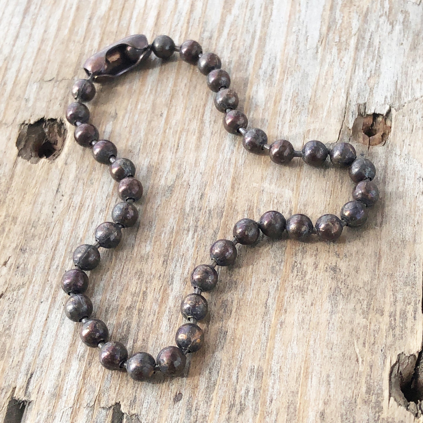 Antiqued Brass Ball Chain Bracelet – Custom Patina Beaded Chain with Connector