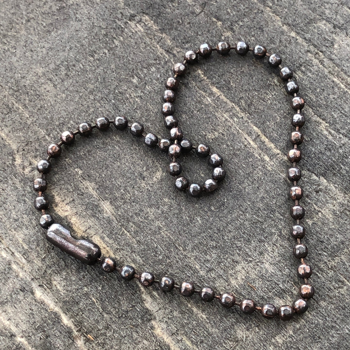 Oxidized Copper Ball Chain Bracelet – Handmade Dark Patina, 2.4mm 3.2mm 4mm, Adjustable Anklet Option