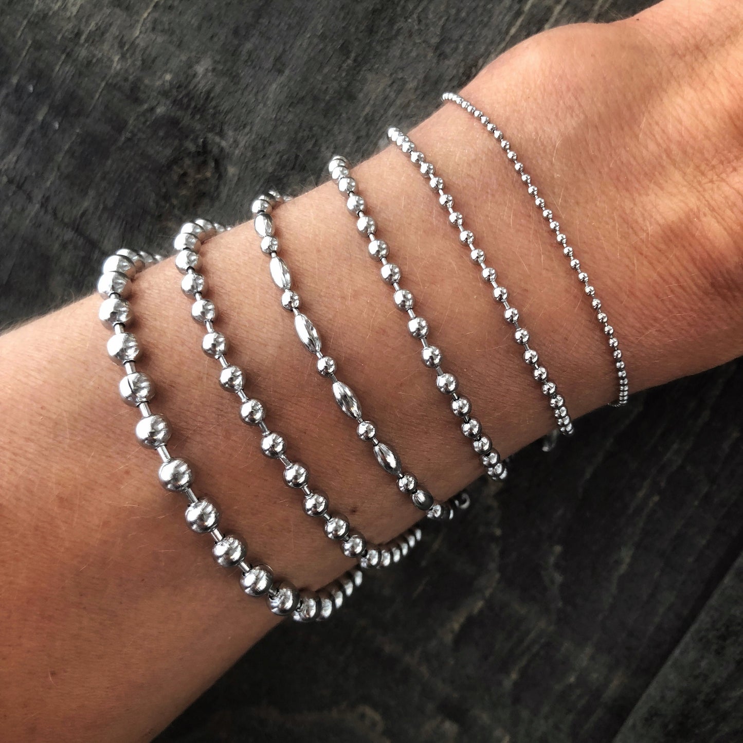 Stainless Steel Ball Chain Bracelet or Anklet – Silver Alternative, Multiple Widths