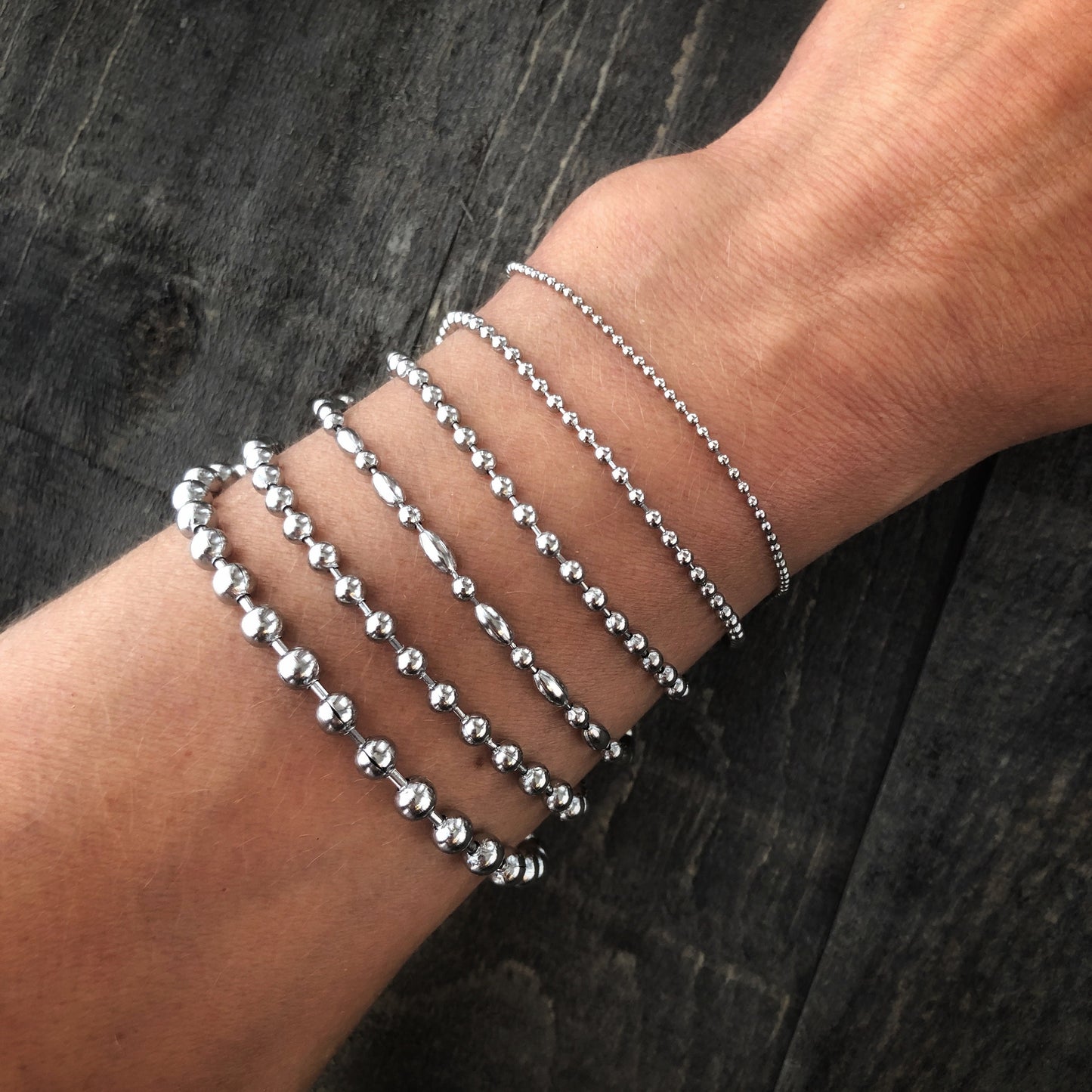 Stainless Steel Ball Chain Bracelet or Anklet – Silver Alternative, Multiple Widths