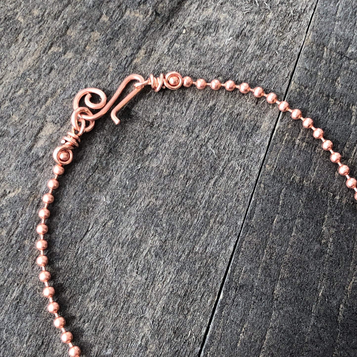 2.4mm Solid Copper Ball Chain Necklace with Artisan Clasp – Choose Your Style
