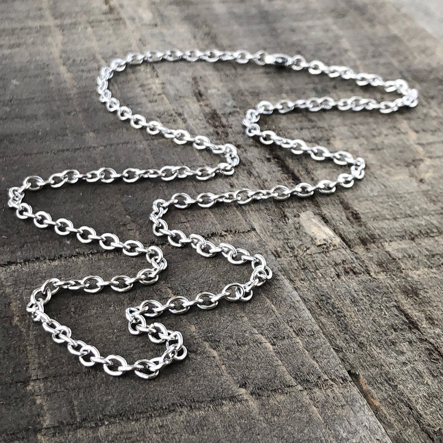 Adjustable Stainless Steel Cable Chain Necklace – 3.7mm Links with Lobster Clasp, 23” (Matinée Length)