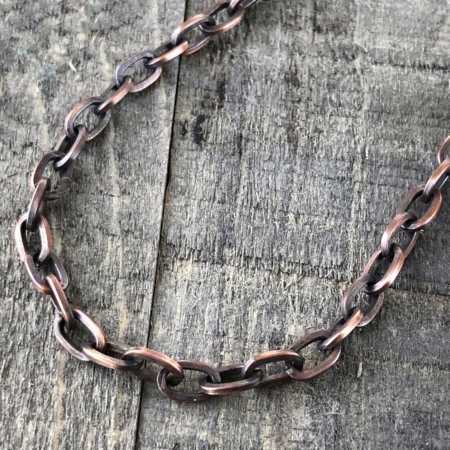 Adjustable Oxidized Solid Copper Necklace Chain with Artisan Clasp – 3 Styles