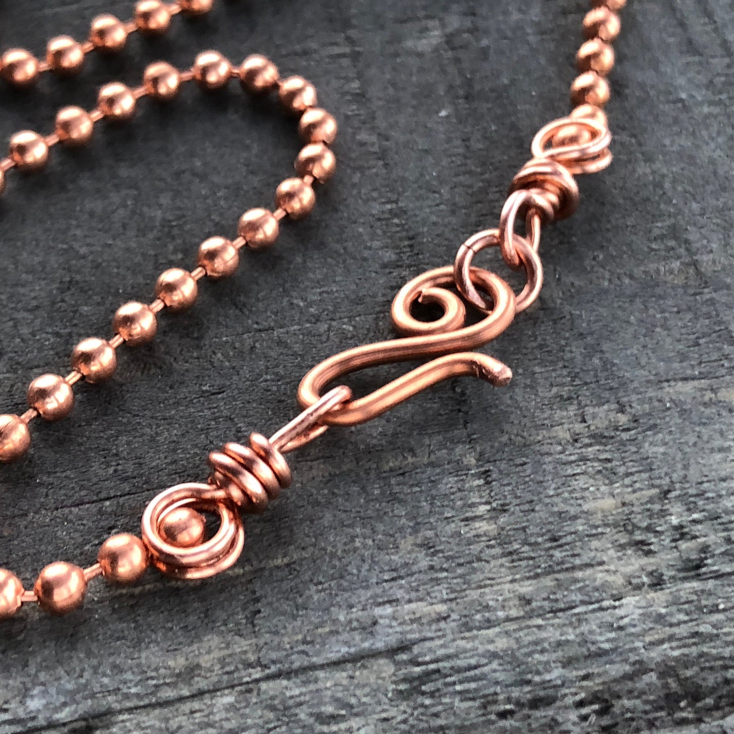 Copper Necklace 3.2mm Ball Chain with Artisan Clasp