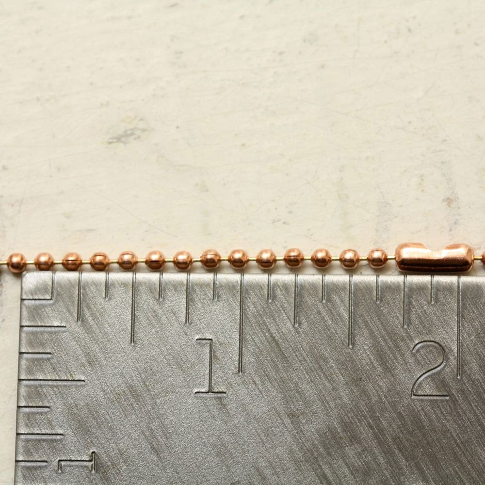 2.4mm Solid Copper Ball Chain Necklace with End Connector – Custom Length