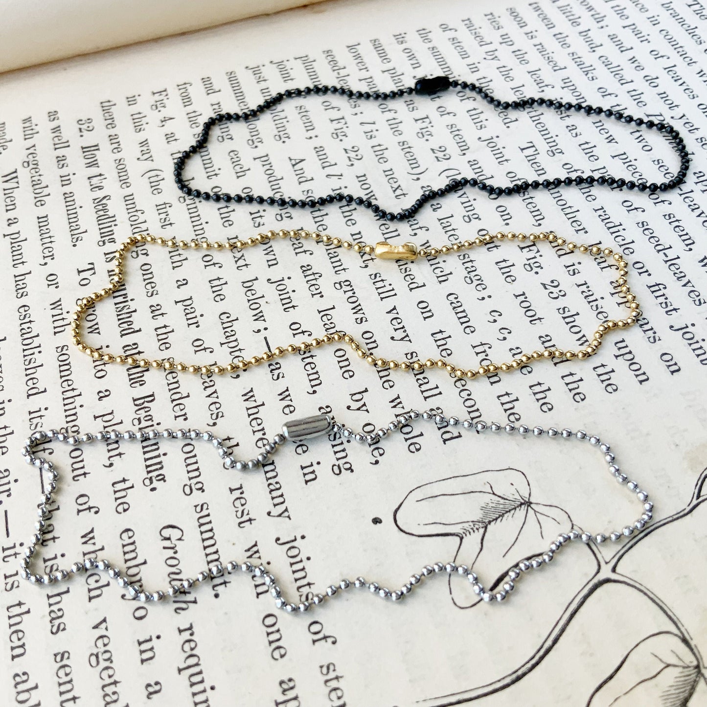 Fine Stainless Steel Ball Chain Bracelet or Anklet – 1.2mm, Silver, Gold, or Black