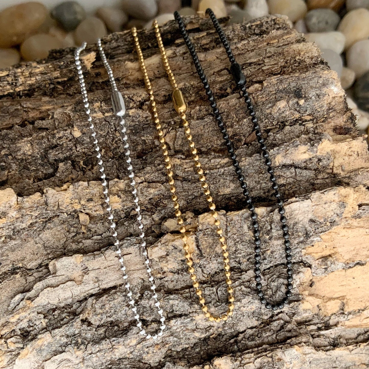 Fine Stainless Steel Ball Chain Bracelet or Anklet – 1.2mm, Silver, Gold, or Black