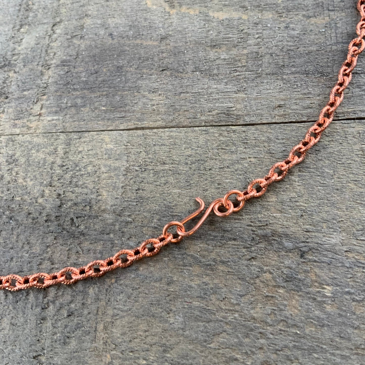 Etched Copper Cable Necklace Chain – Handmade Artisan Clasp, Textured Links