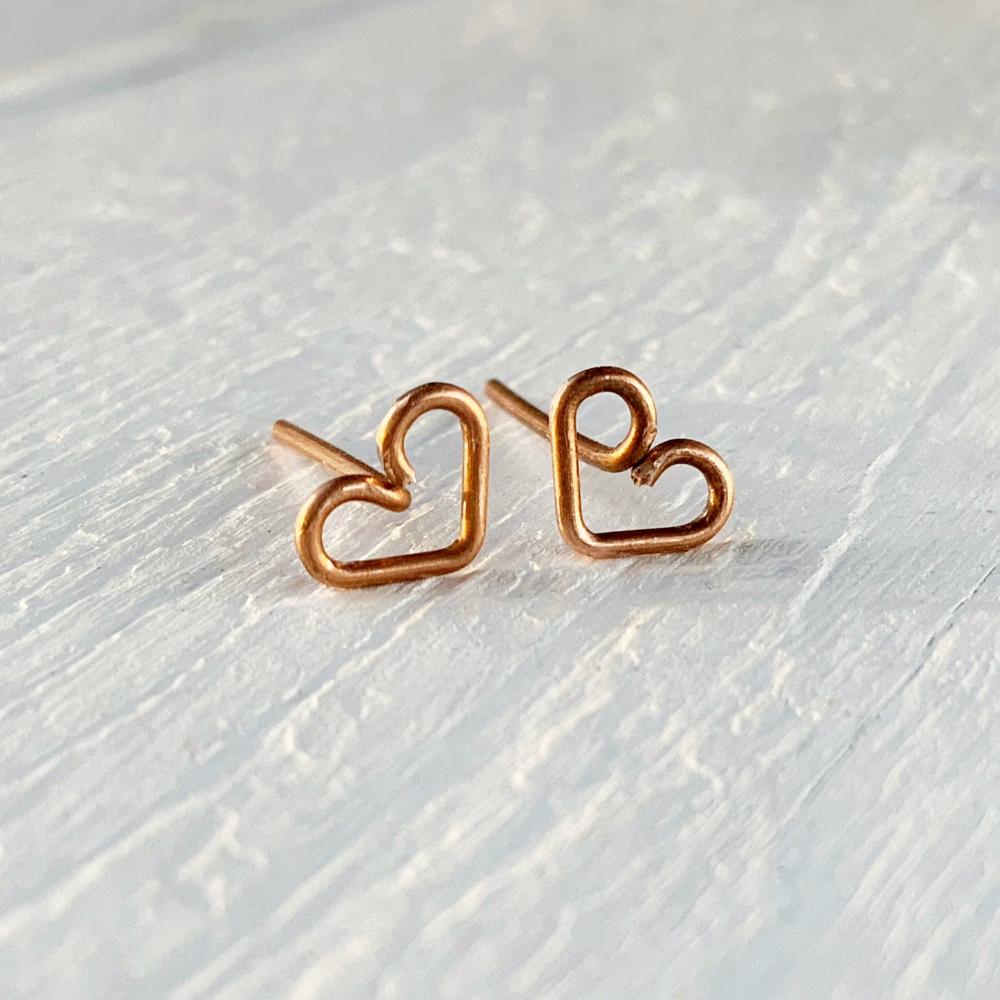 Copper Heart Studs
