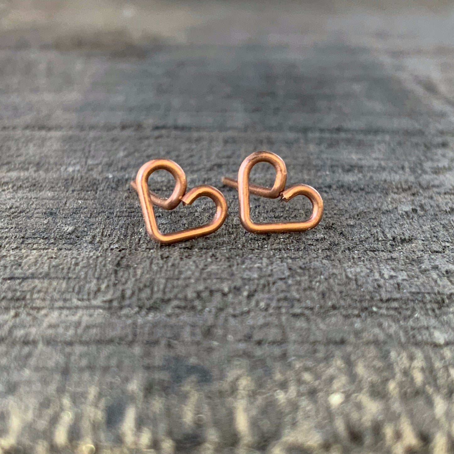 Copper Heart Studs