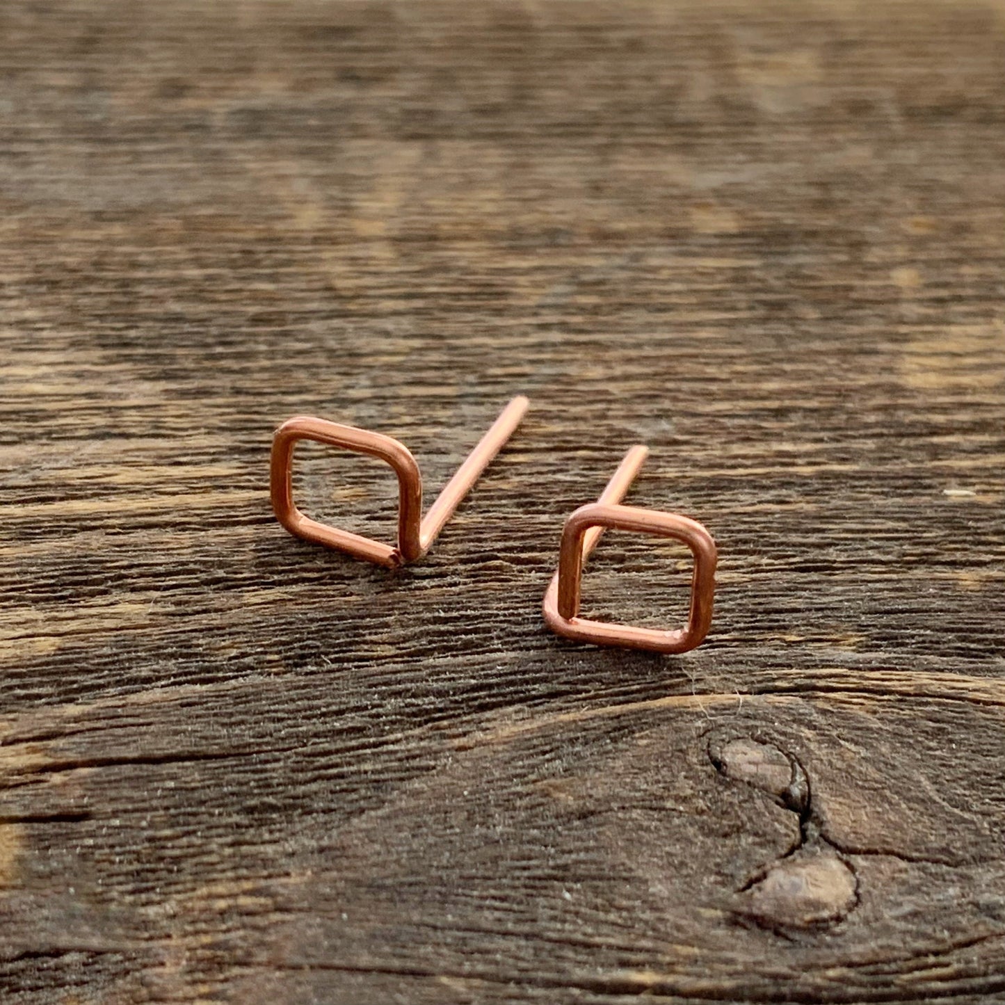 Copper Square Studs