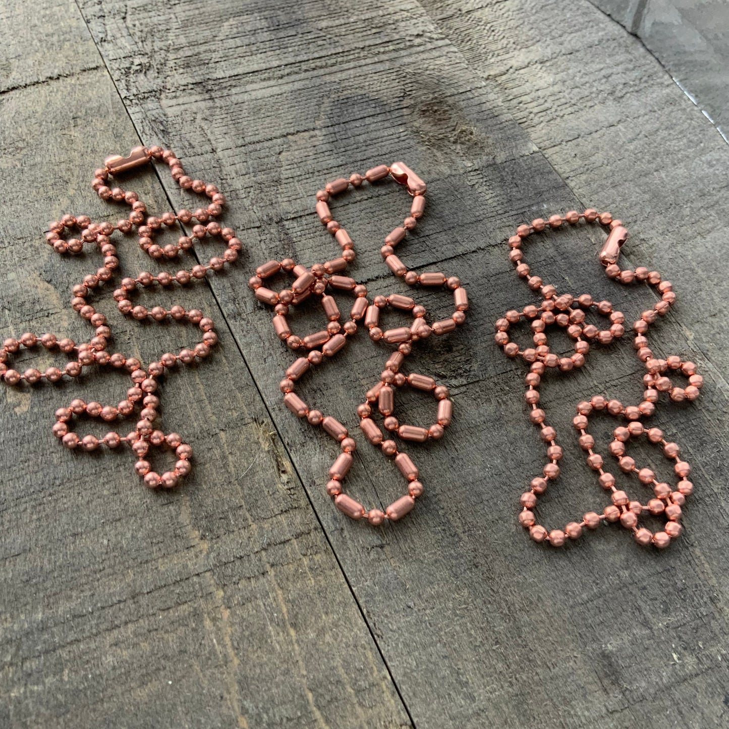 2.4mm Solid Copper Ball Chain Necklace with End Connector – Custom Length