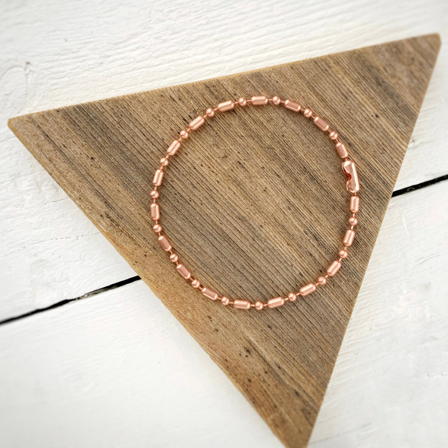Copper Ball Chain Bracelet or Anklet – 3.2mm Ball, Faceted Ball, or Ball-Bar Chain with Connector