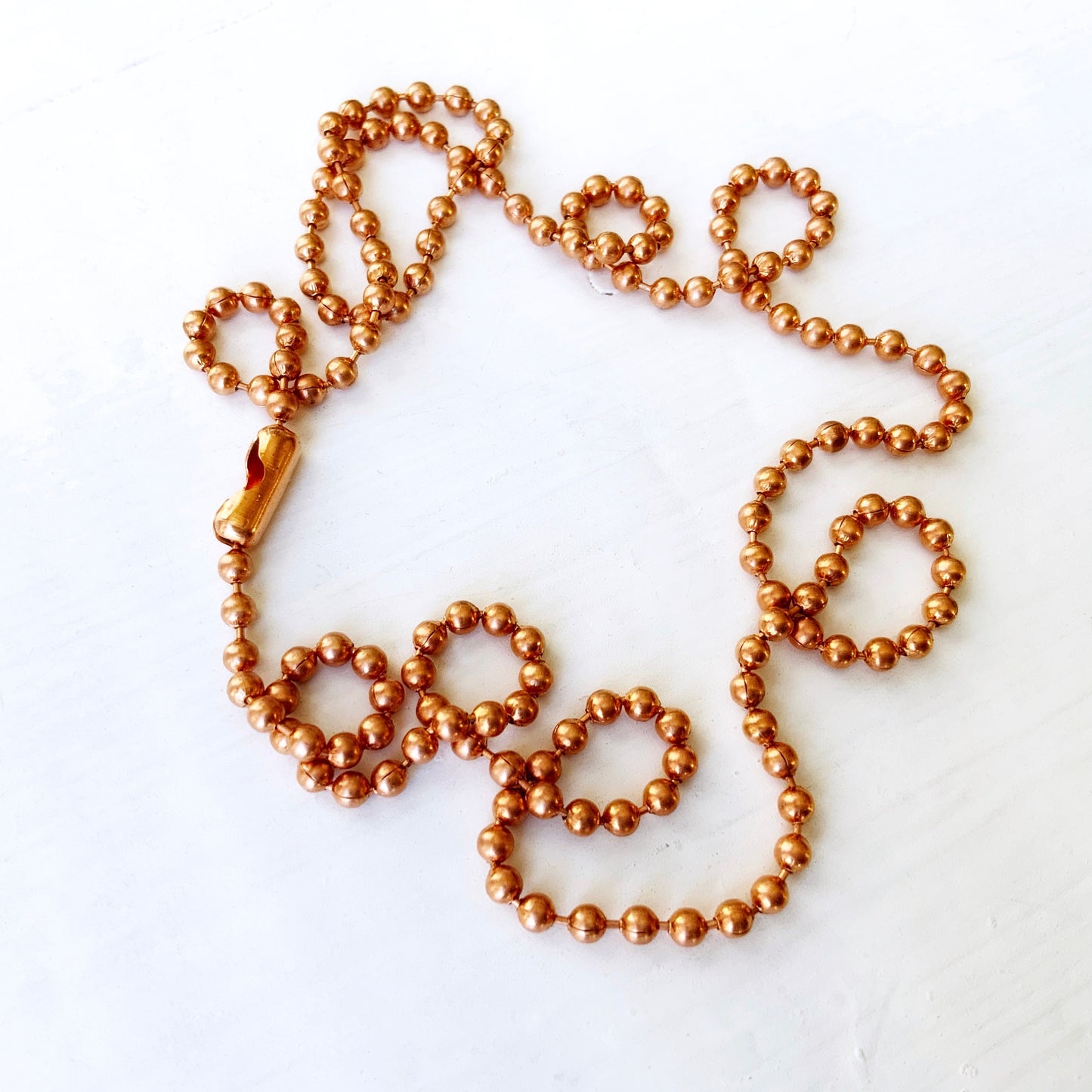 2.4mm Solid Copper Ball Chain Necklace with End Connector – Custom Length