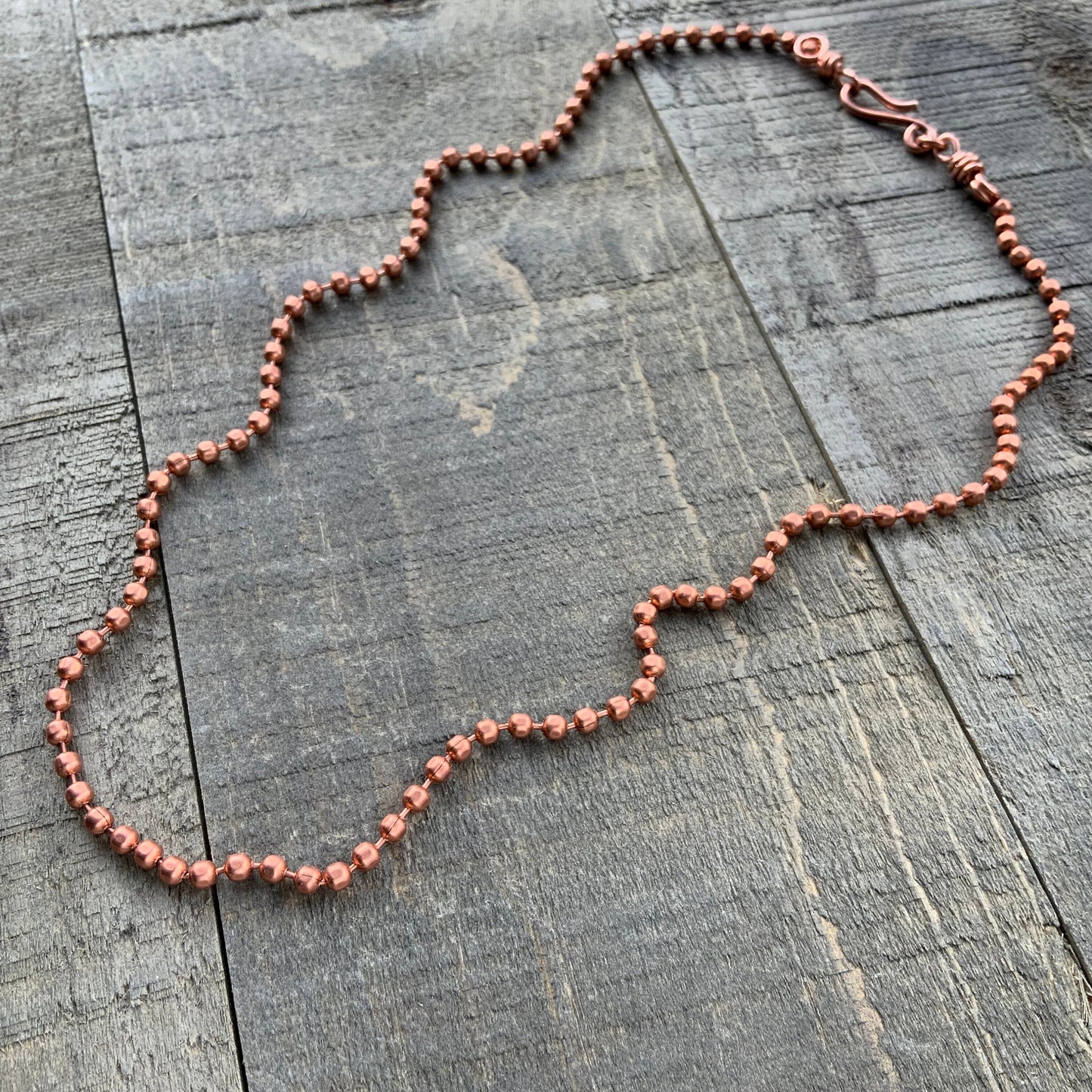 Copper Necklace 3.2mm Faceted BallChain with Artisan Clasp