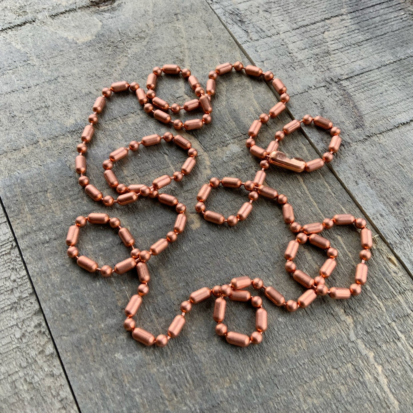 Pure Copper Ball Chain Necklace – 3.2mm Wide, Strong Necklace with Connector