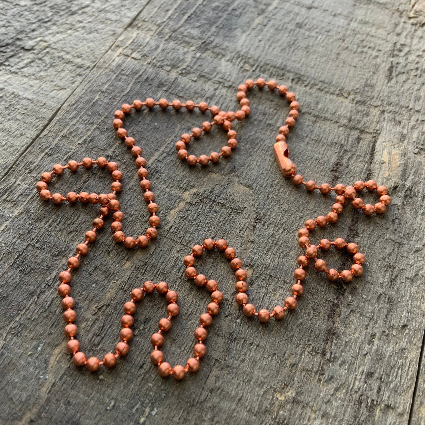 2.4mm Solid Copper Ball Chain Necklace with End Connector – Custom Length