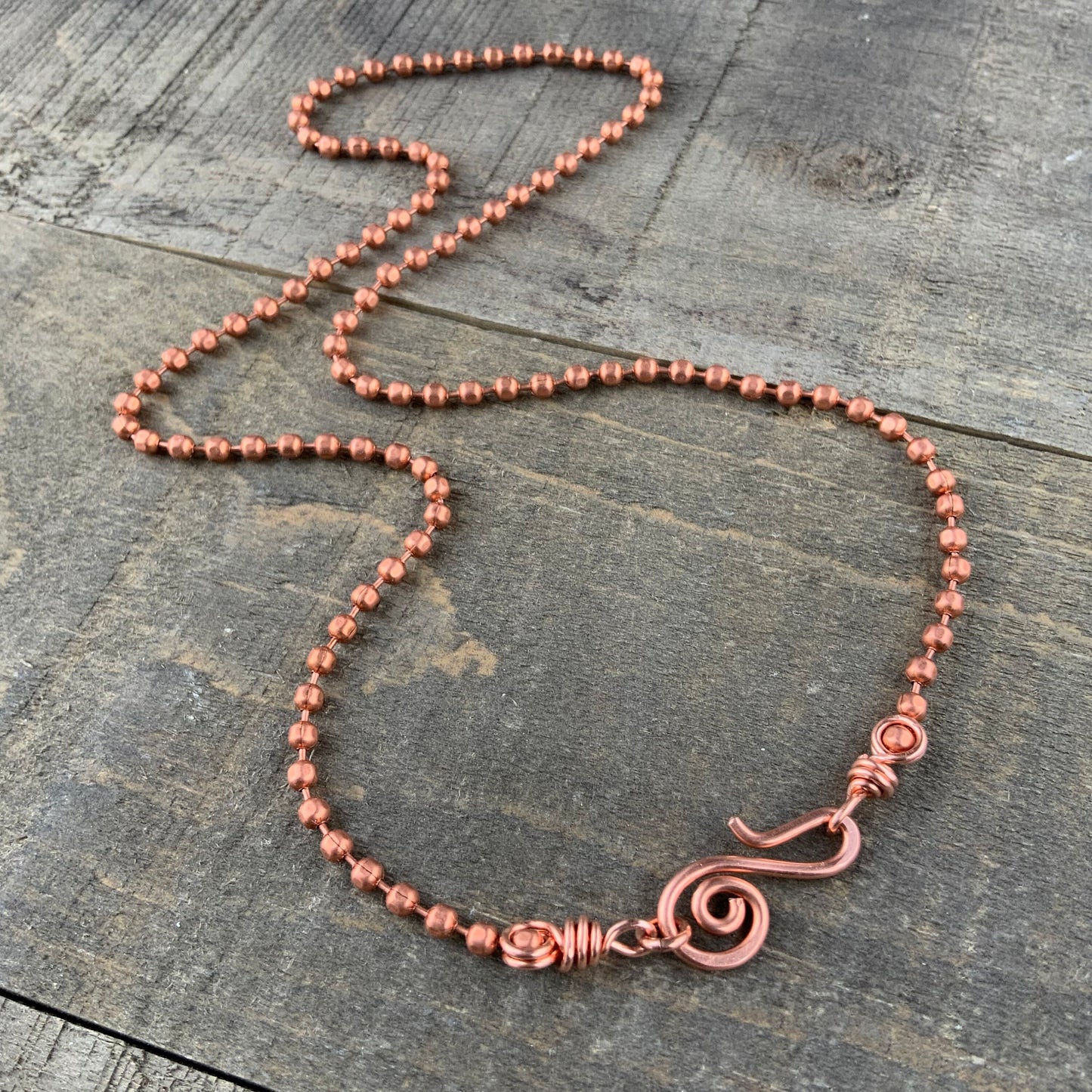 Copper Necklace 3.2mm Faceted BallChain with Artisan Clasp