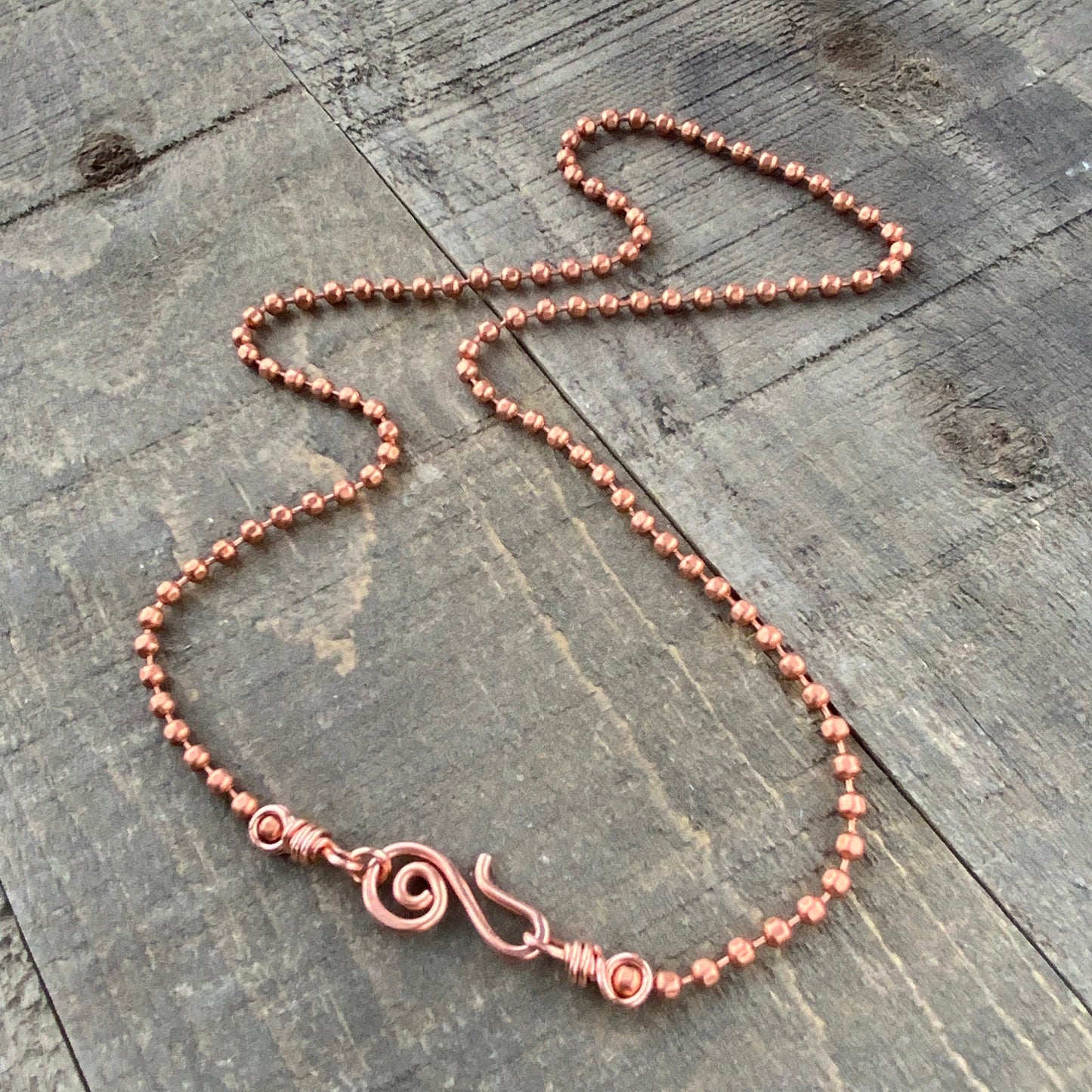 Copper Necklace 3.2mm Faceted BallChain with Artisan Clasp