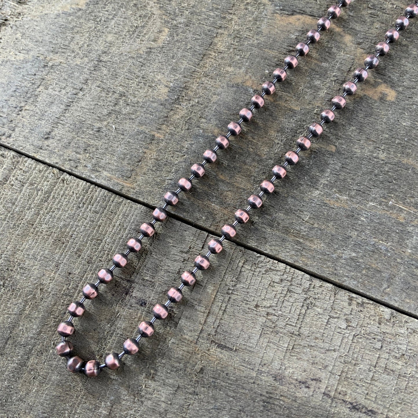 Oxidized Copper Necklace – 3.2mm Faceted Chain with Handmade Artisan Clasp
