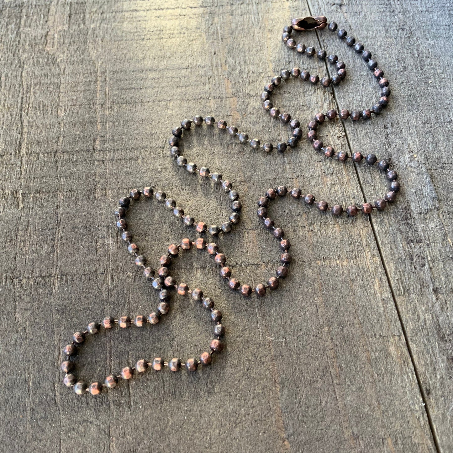 2.4mm Antiqued Solid Copper Necklace Ball-bar, faceted, or ball Chain with End Connector, Oxidized Solid Copper Ball Bar Chain
