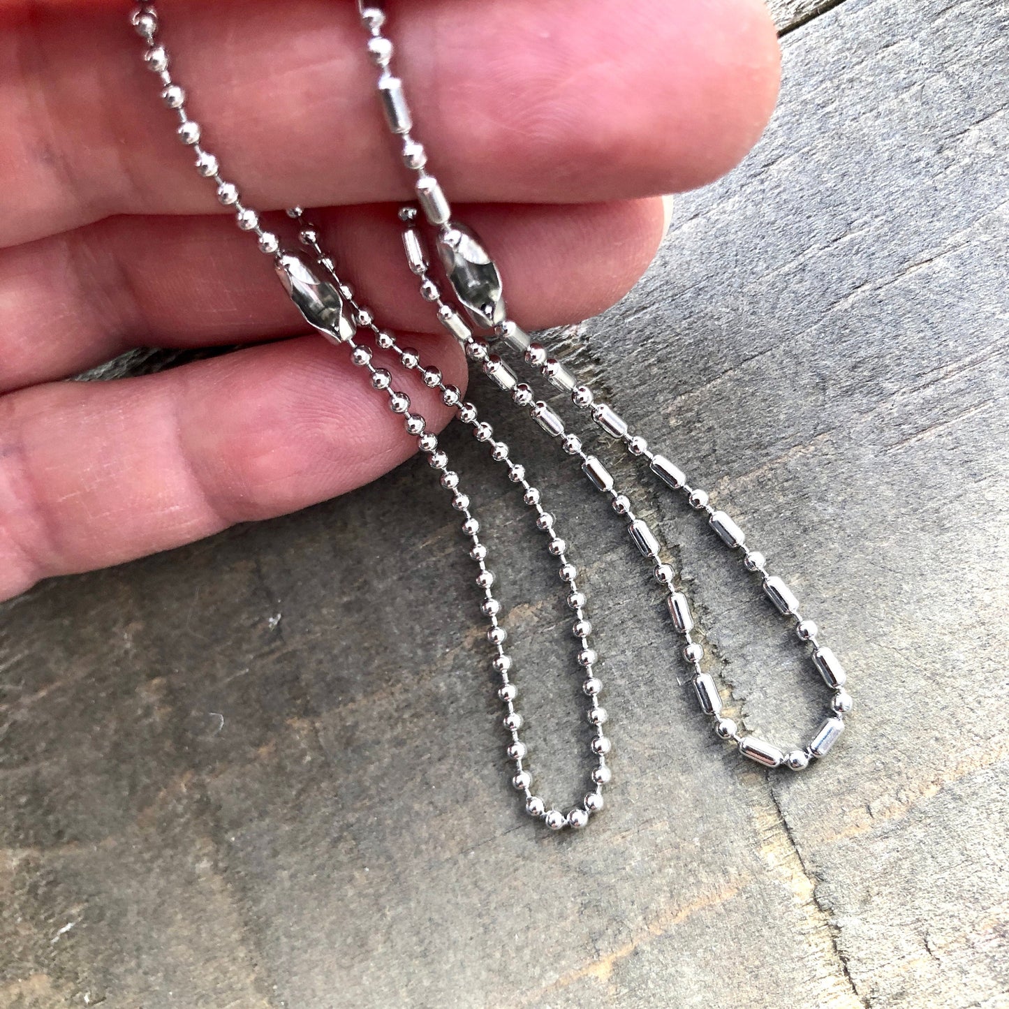 2mm Stainless Steel Ball Chain Bracelet or Anklet – Shiny Silver-Alternative with Connector