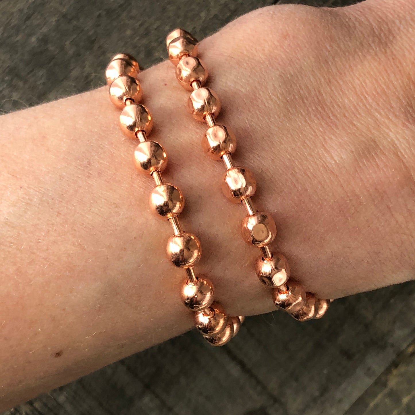 6mm Solid Copper Ball Chain Bracelet or Anklet – Bare Copper, Custom Size