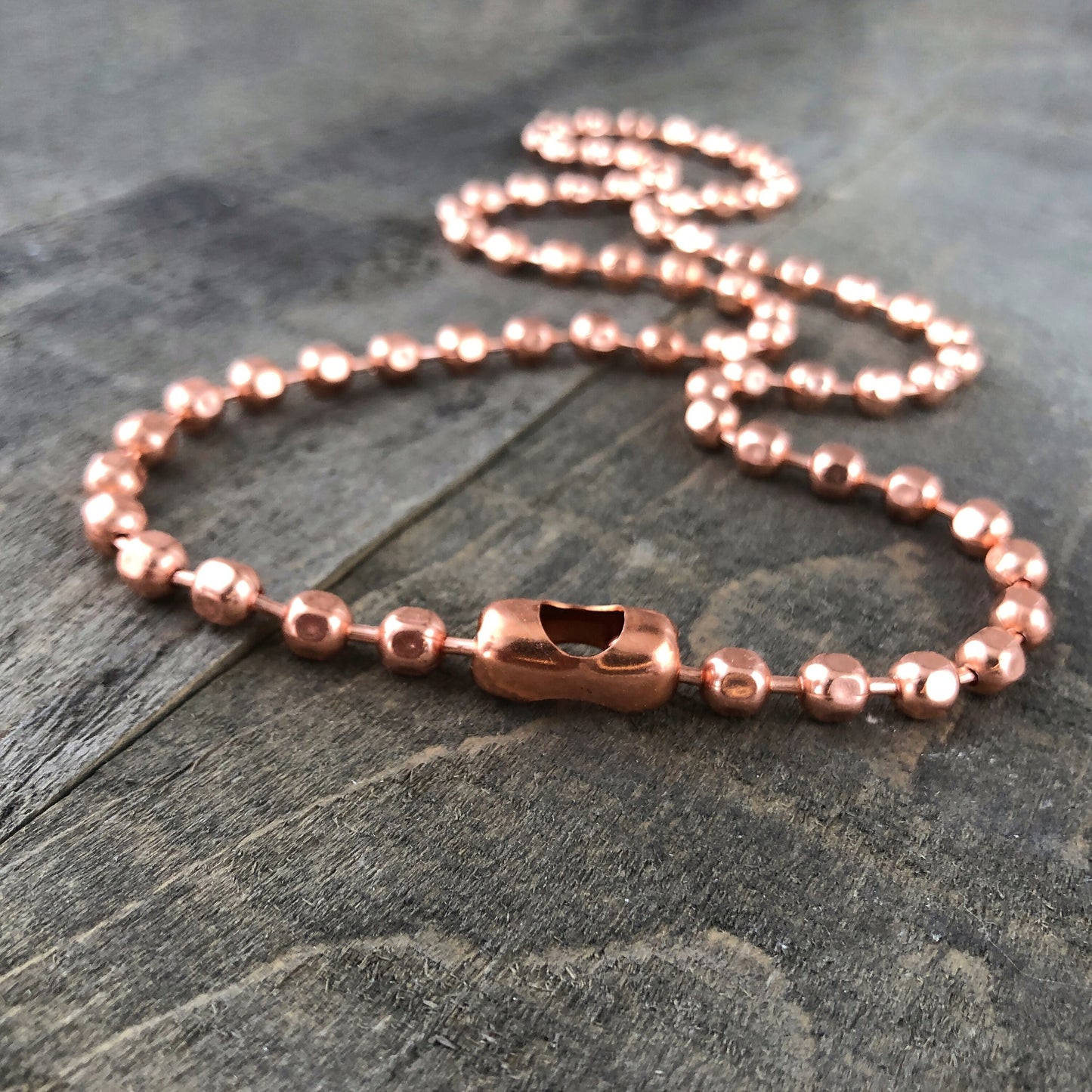6mm Oversized Copper Faceted Ball Chain Necklace – Strong Solid Copper, Custom Length