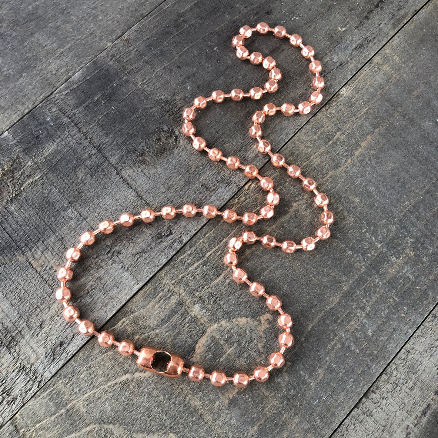 6mm Oversized Copper Faceted Ball Chain Necklace – Strong Solid Copper, Custom Length