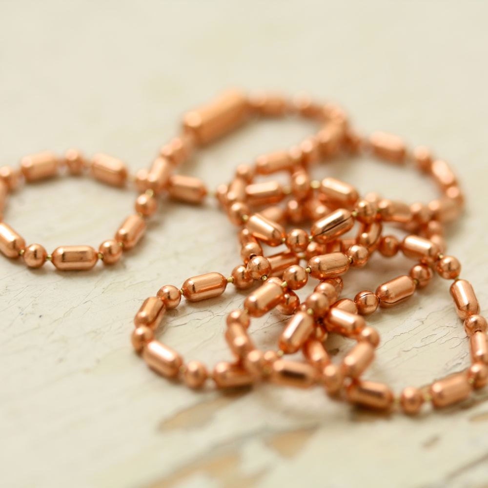 2.4mm Solid Copper Ball Chain Necklace with End Connector – Custom Length