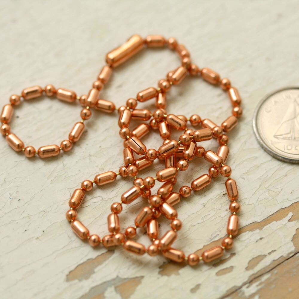 2.4mm Solid Copper Ball Chain Necklace with End Connector – Custom Length