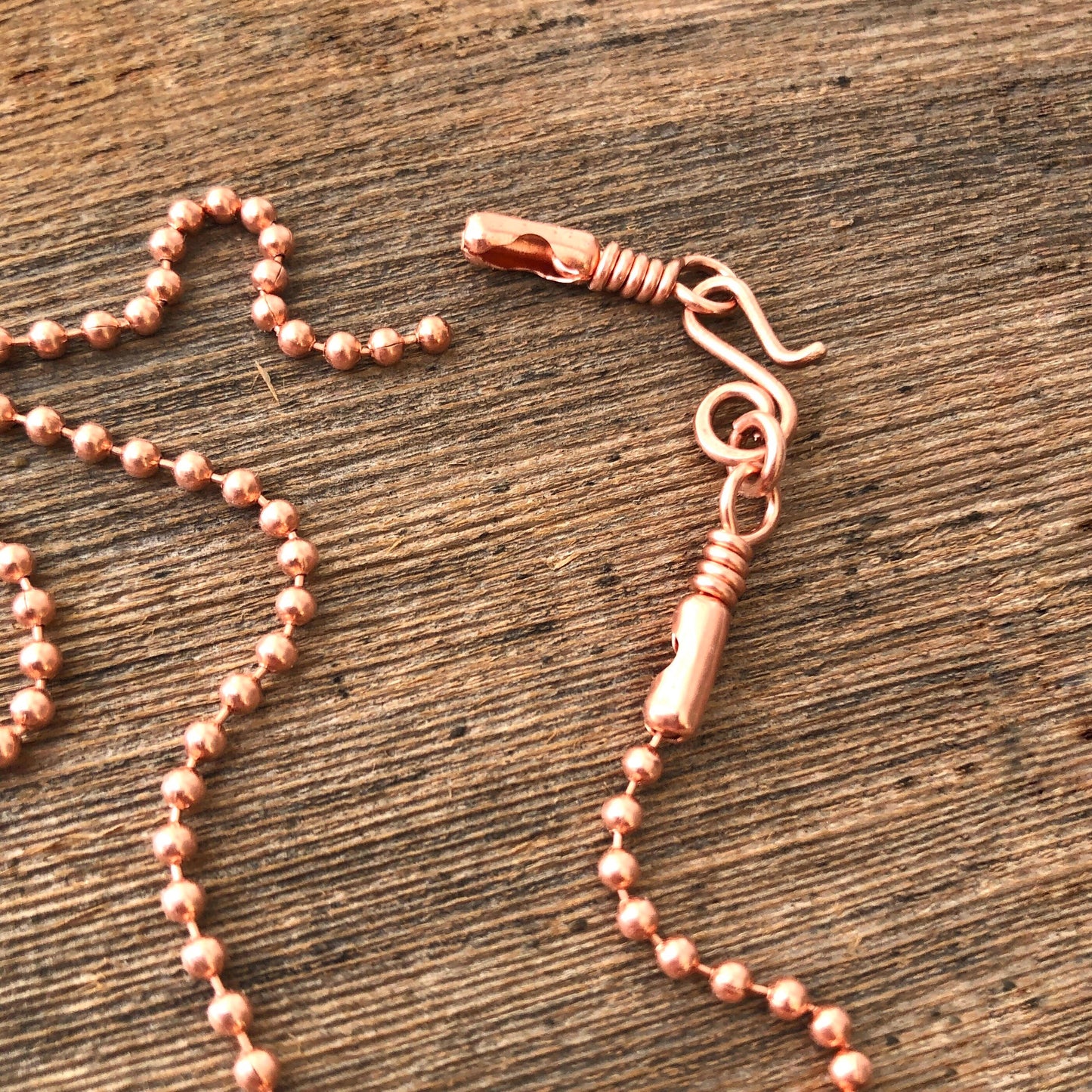 2.4mm Copper Ball Chain Necklace with Artisan Clasp – Slide-On Pendant Ready