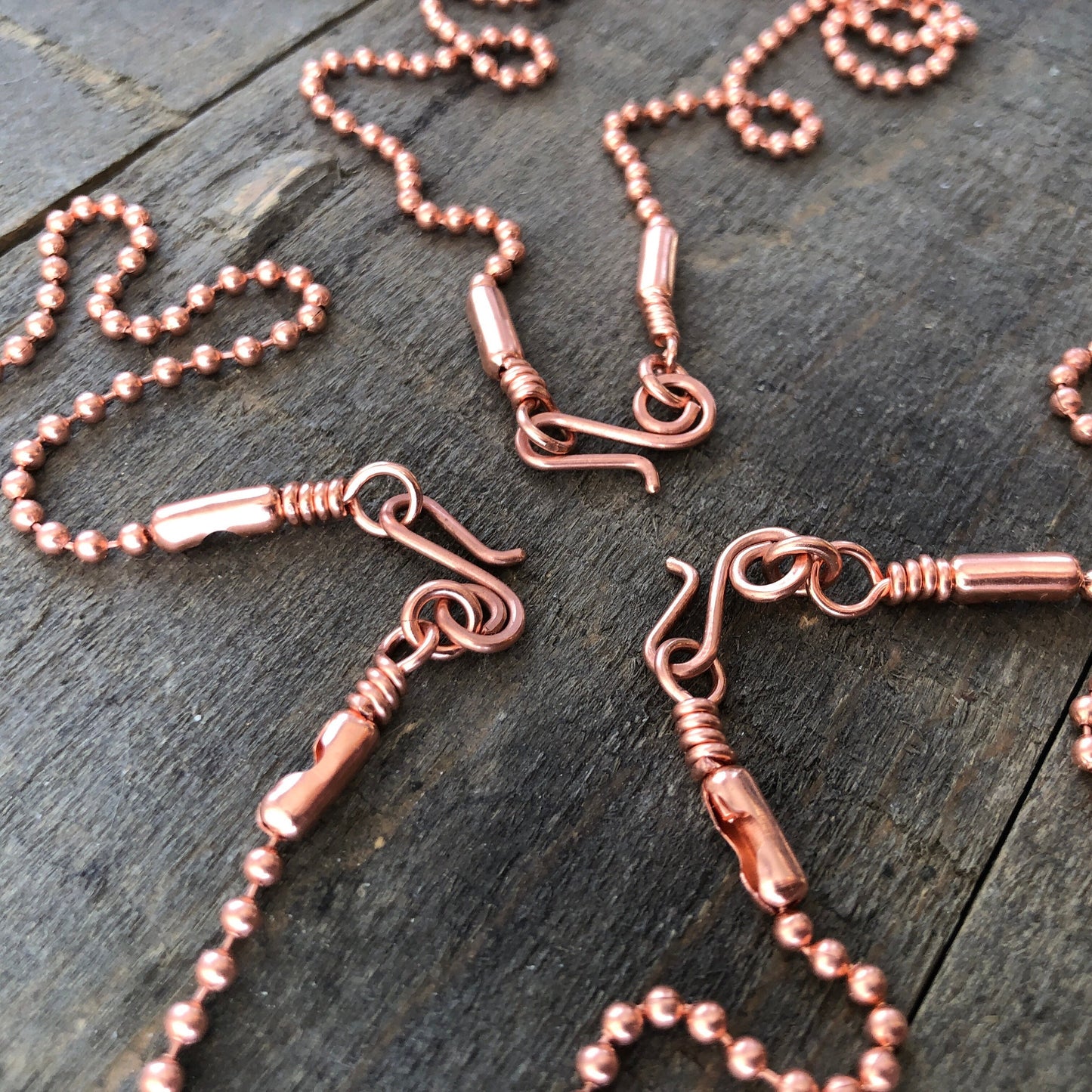 2.4mm Copper Ball Chain Necklace with Artisan Clasp – Slide-On Pendant Ready
