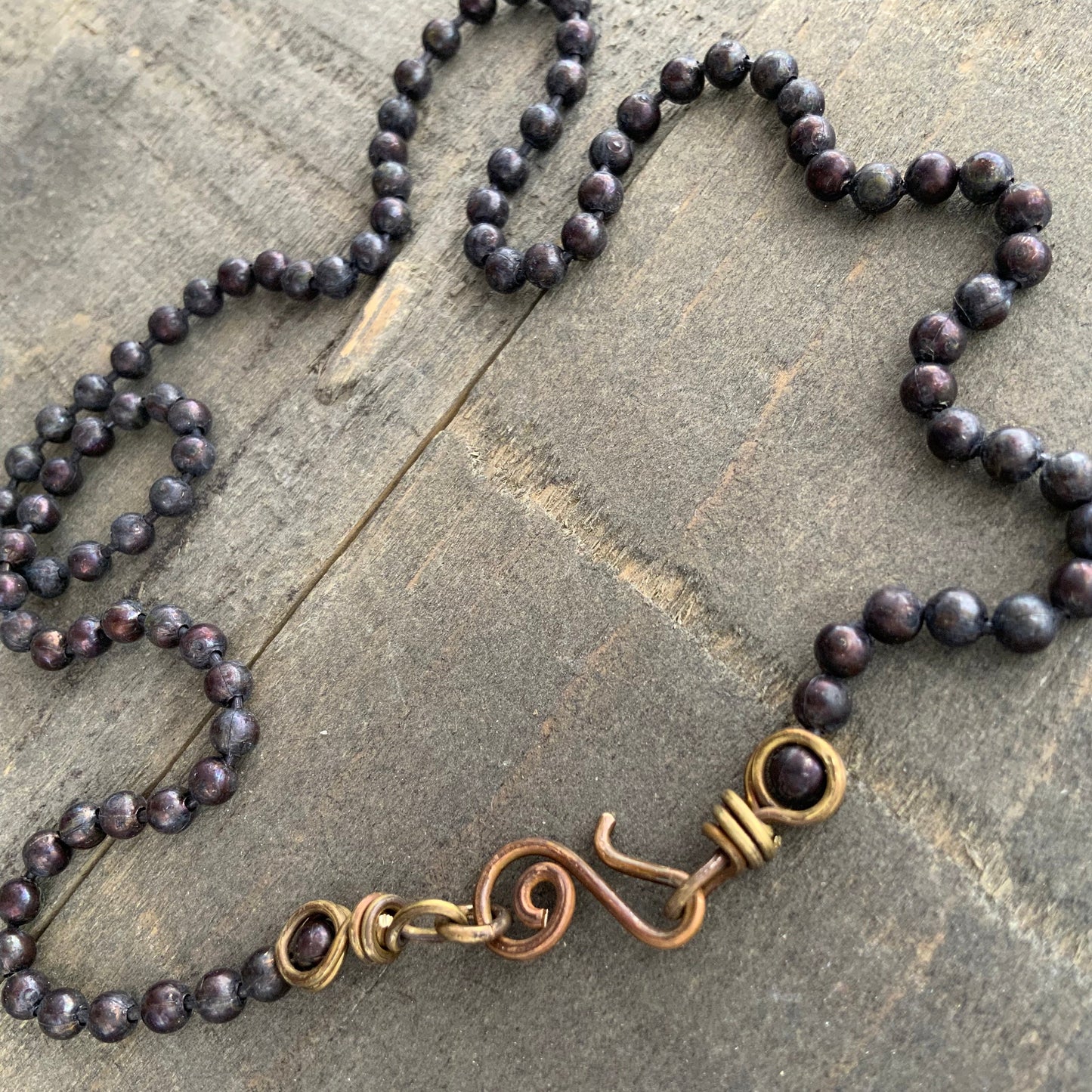 Patina 4mm Brass Ball Chain Necklace – Handmade Artisan Clasp, Custom Length