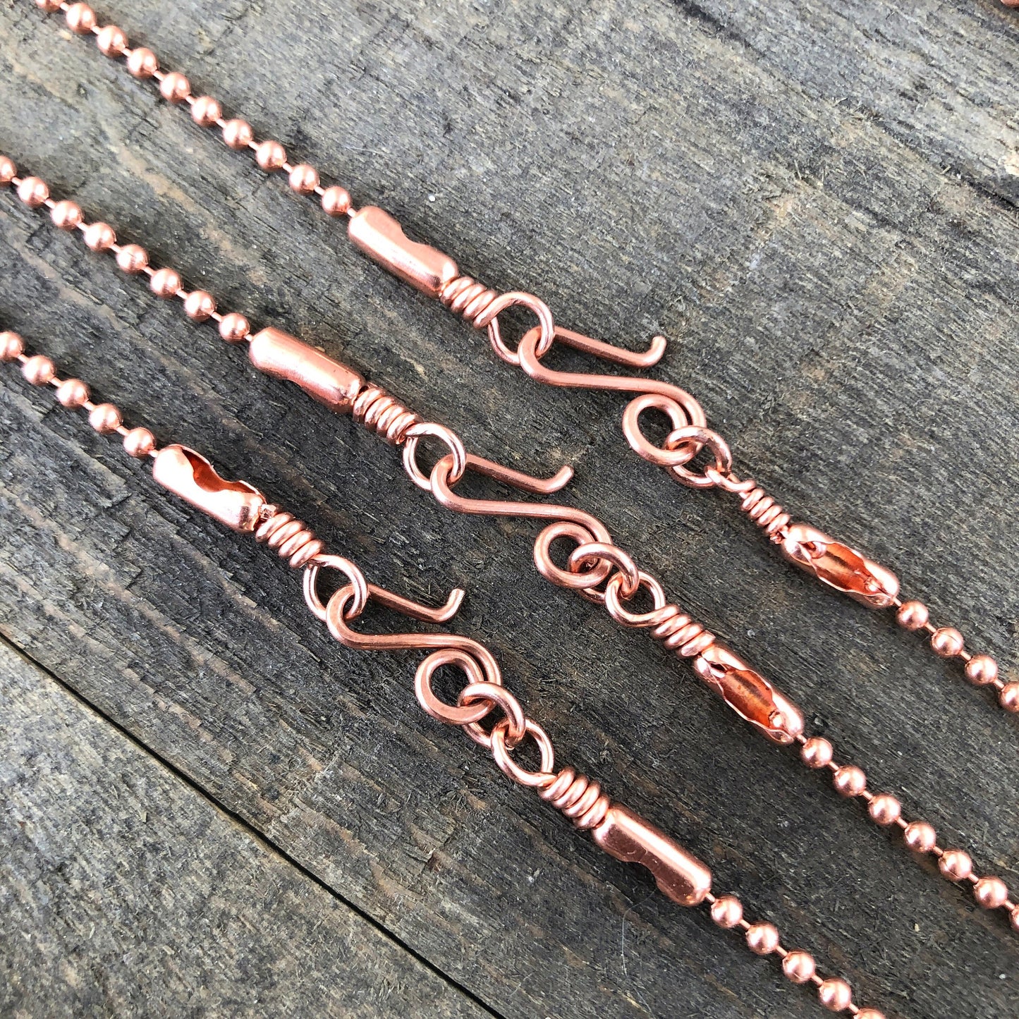 2.4mm Copper Ball Chain Necklace with Artisan Clasp – Slide-On Pendant Ready