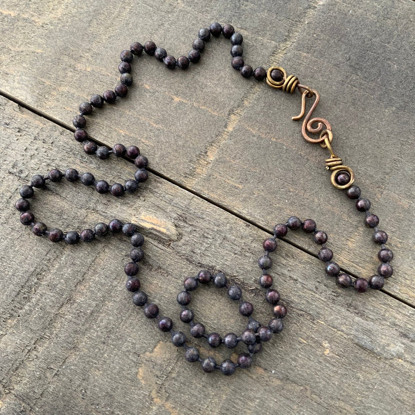 Patina 4mm Brass Ball Chain Necklace – Handmade Artisan Clasp, Custom Length