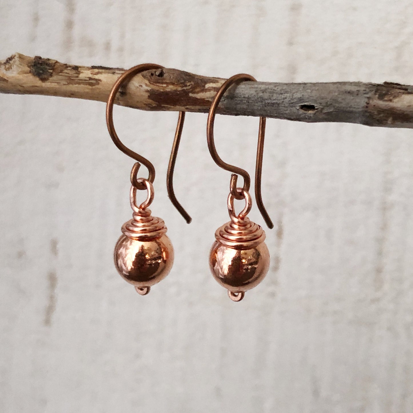 Simple Copper Ball earrings, 8mm