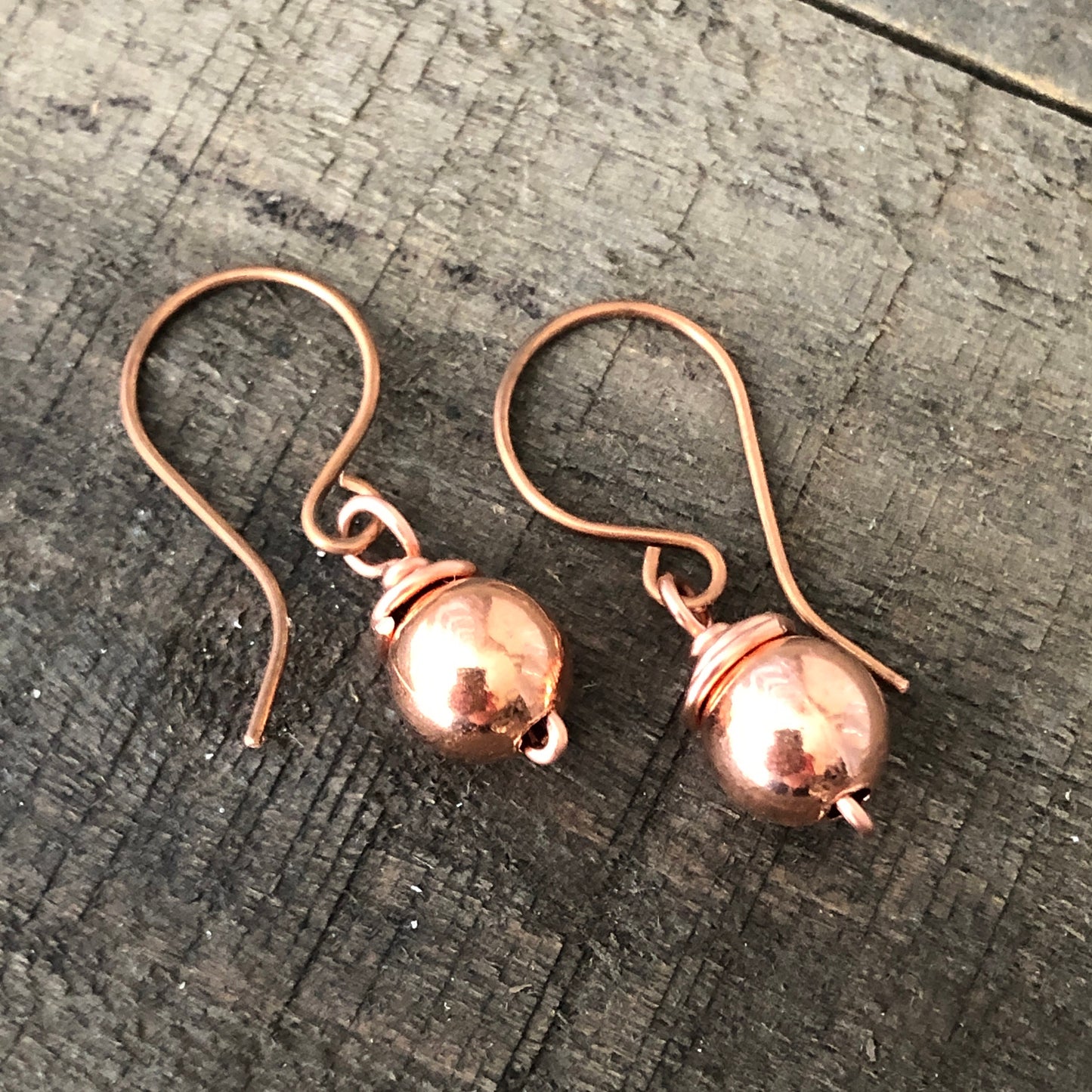 Simple Copper Ball earrings, 8mm