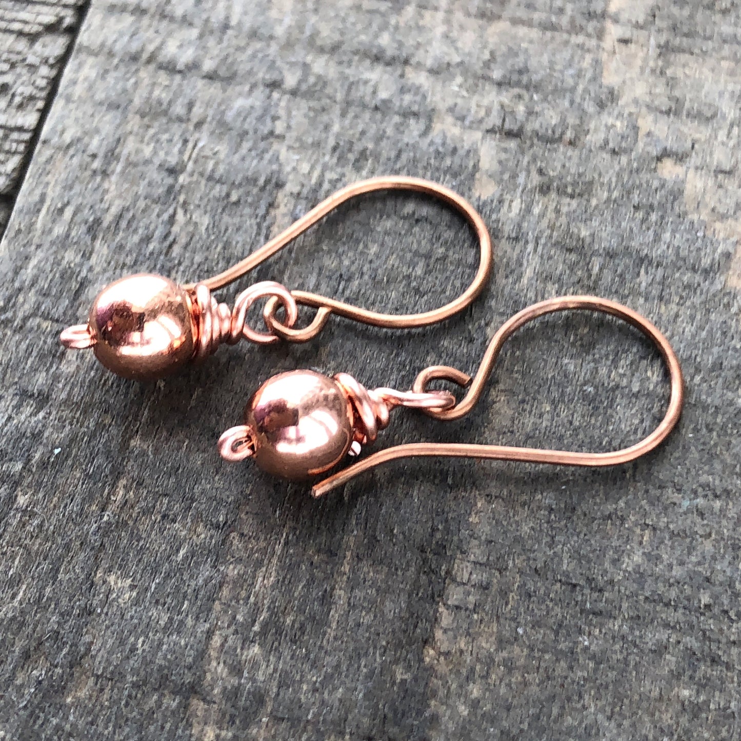 Small Pure Copper Ball Earrings, 6mm