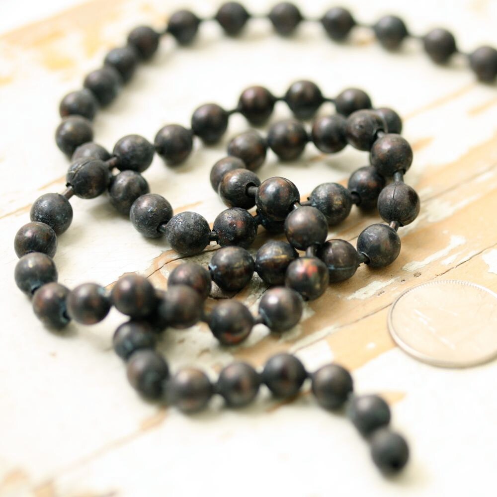 6mm Large Solid Brass Ball Chain Necklace – Chunky Antiqued Patina, Custom Length