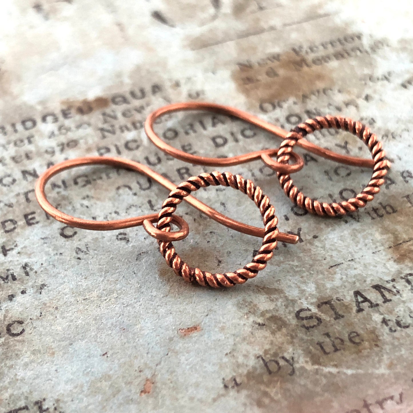 Small Handmade Copper Hoop Earrings – Minimalist 10mm Twisted Wire Hoops