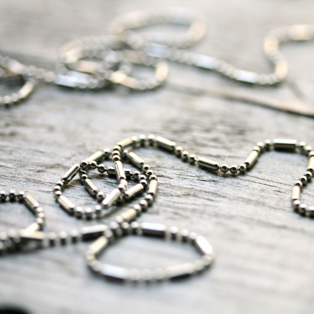 1.5mm Stainless Steel Ball-Bar Chain – Shiny Petite Chain with Handmade Swirl Clasp